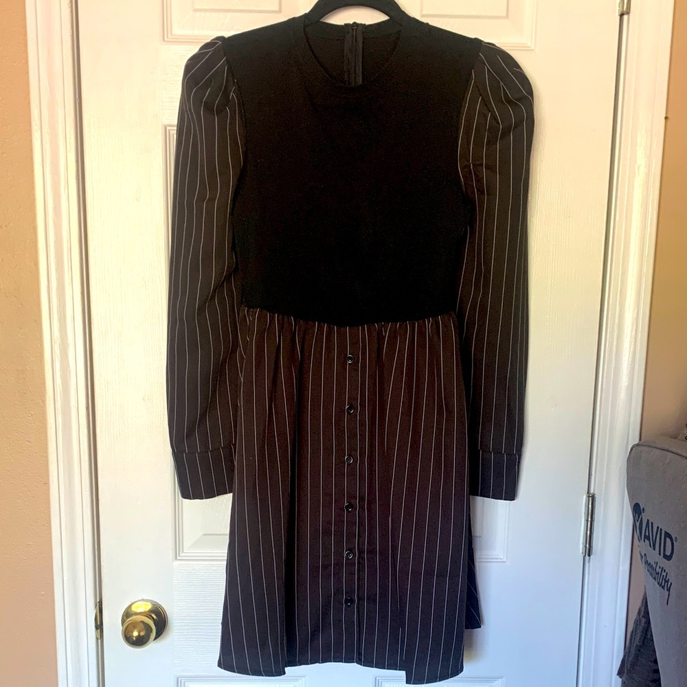 EUC (Wednesday Vibes 🕷️) Black and white Striped Dress